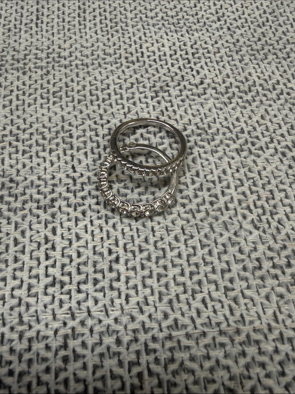 Silver Crystal Stackable Women's Ring Set. Size 5. Never worn.